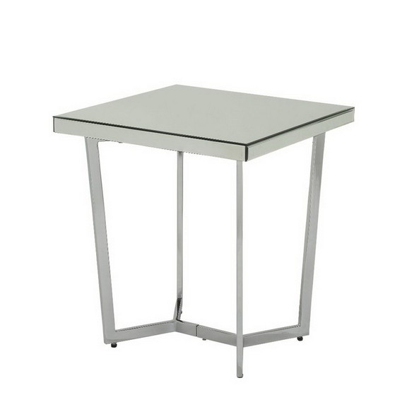 Acme 80982 Hastin End Table  Mirrored   Chrome Fin...