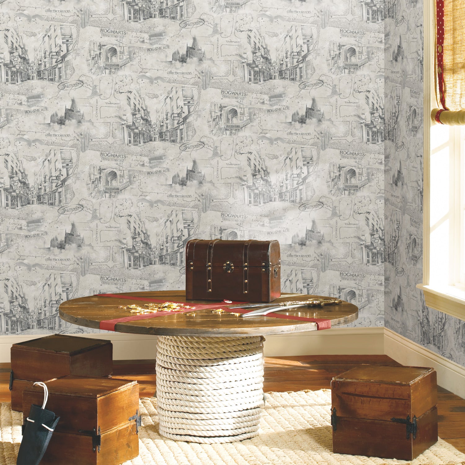 Harry Potter Map Peel & Stick Wallpaper in Taupe