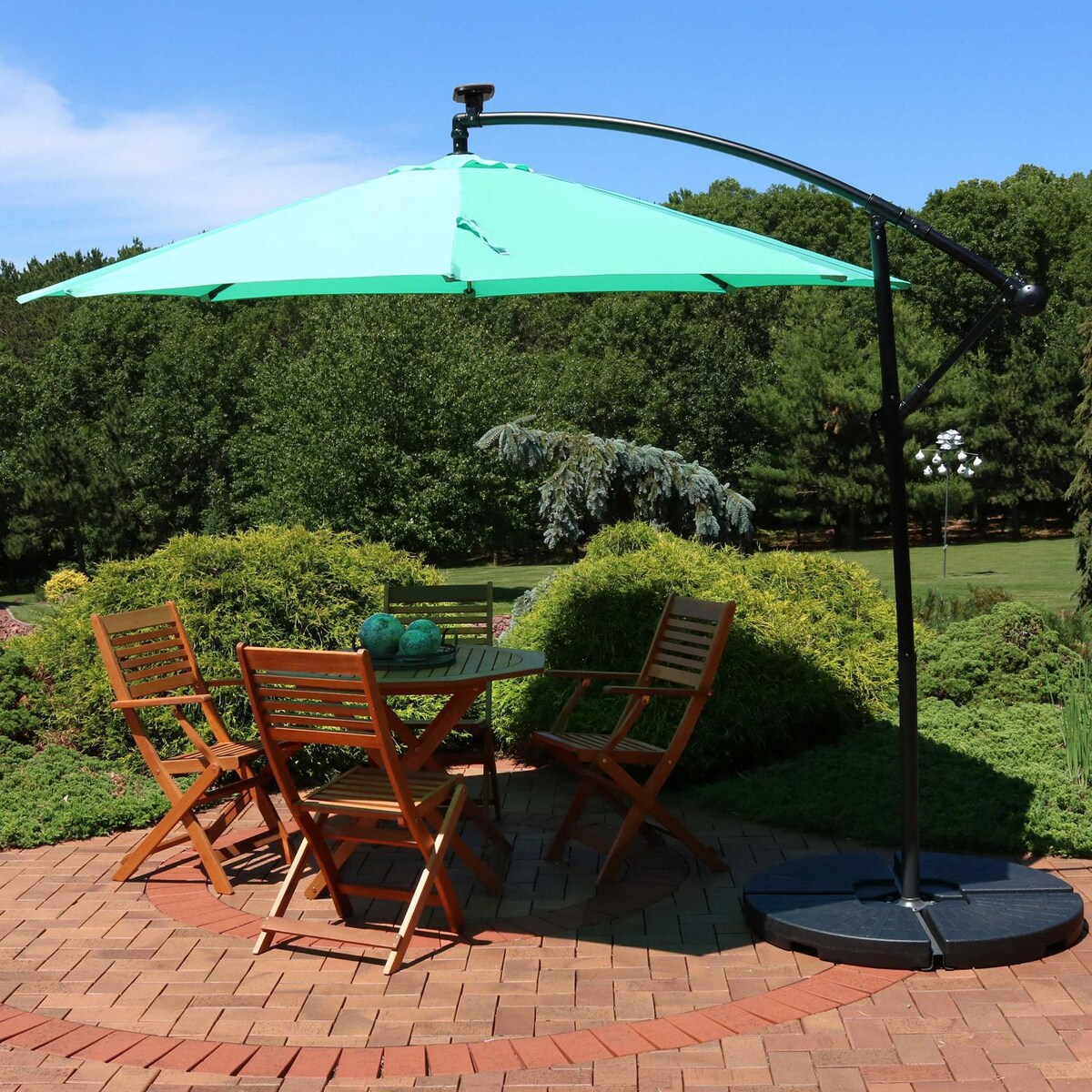 Ultimate Patio 10 Ft. Solar Lighted Octagonal Steel Patio Cantilever W/ Crank