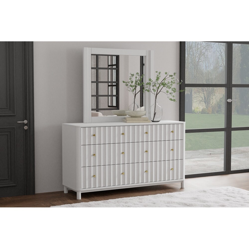 1570APB White Modern 6 Drawer Dresser