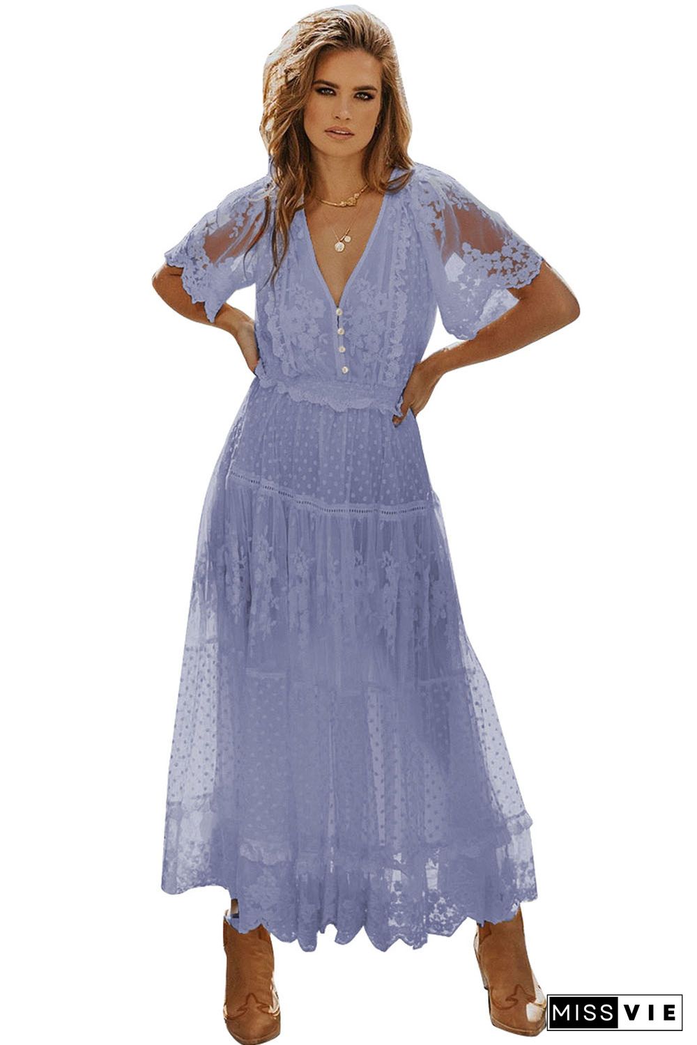 Purple Luminous Dawn Lace Gown