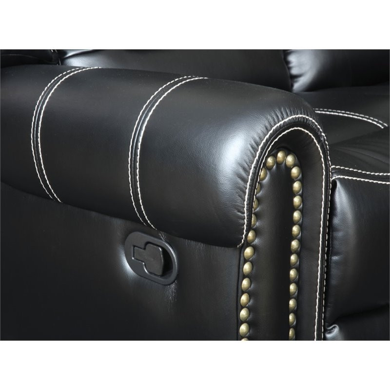 Furniture of America Stinson Faux Leather Glider Reclining Sofa in Black   Transitional   Sofas   by Homesquare  Houzz