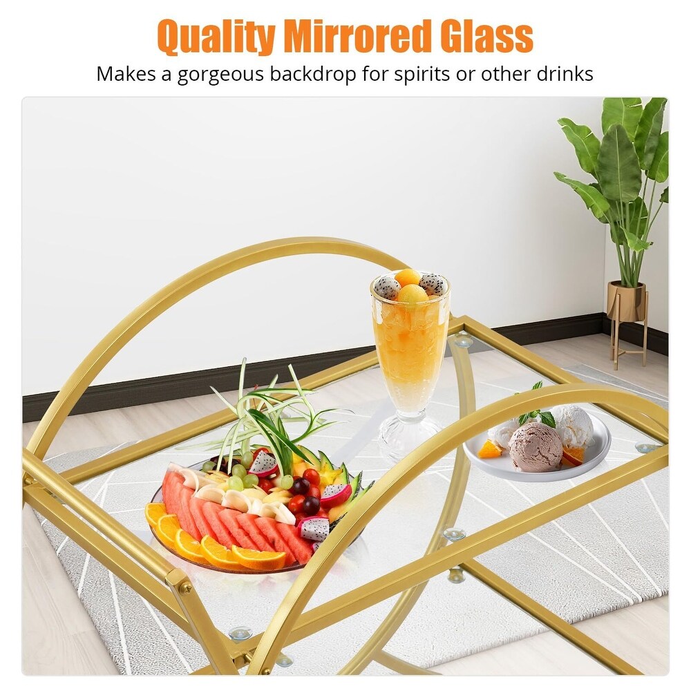 Round Bar Cart  Bar Serving Cart  Rolling Metal Wine Liquor Cart