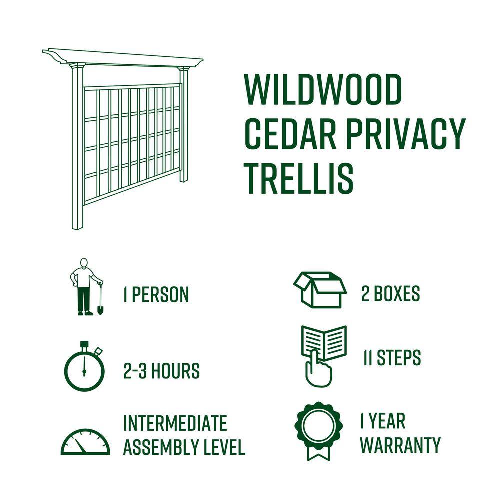 VITA 80L x 90H Wildwood Cedar Privacy Trellis Charcoal VA68901 VA68901