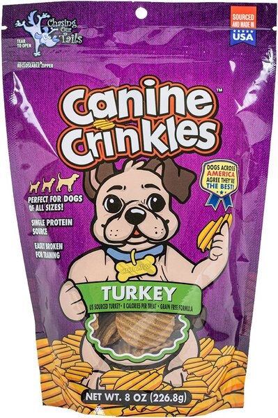 Chasing Our Tails Canine Crinkles Turkey Dehydrated Dog Treats， 8-oz bag