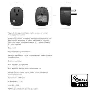 Safe Grow Z-Wave Plus Smart Outlet Plug (Pack of 2) SG-AB-02