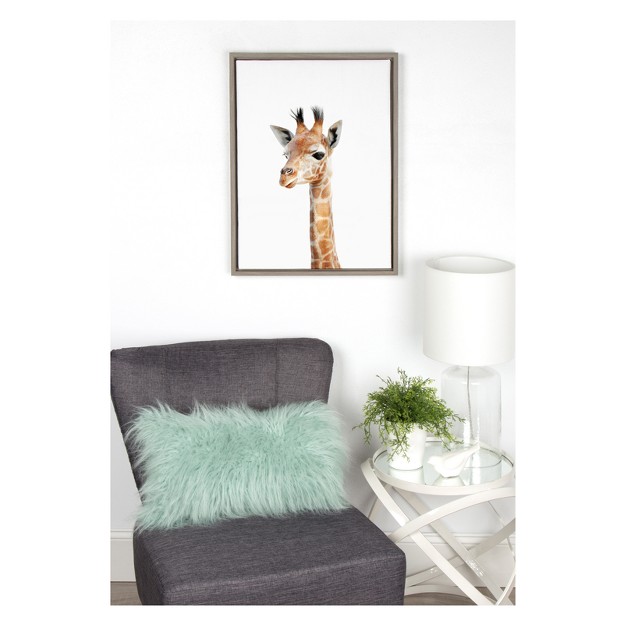 X 24 quot Sylvie Baby Giraffe Framed Canvas By Amy Peterson Gray Kate And Laurel