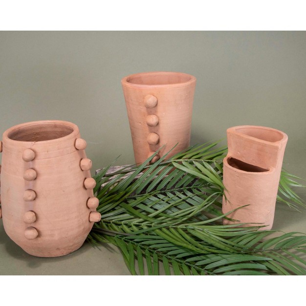 Natural Terracotta Beaded Decorative Vase Foreside Home amp Garden