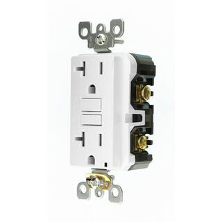 Leviton 20 Amp 125-Volt Duplex SmarTest Self-Test SmartlockPro Tamper Resistant GFCI Outlet White R92-GFTR2-0KW