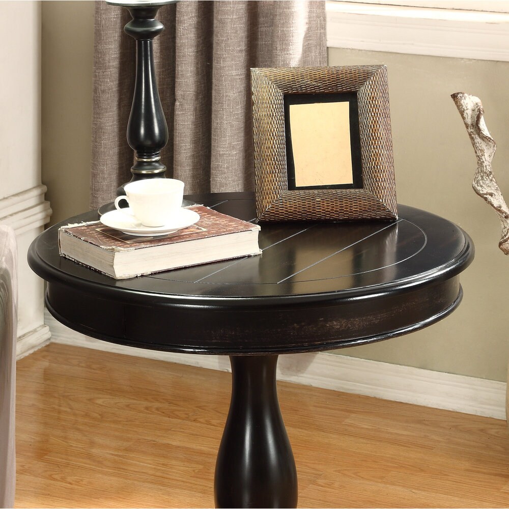 Copper Grove Sierra Round Wood Pedestal Side Table