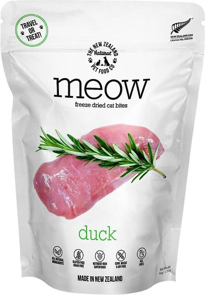 The New Zealand Natural Pet Food Co. Meow Duck Grain-Free Freeze-Dried Cat Treats， 1.76-oz bag