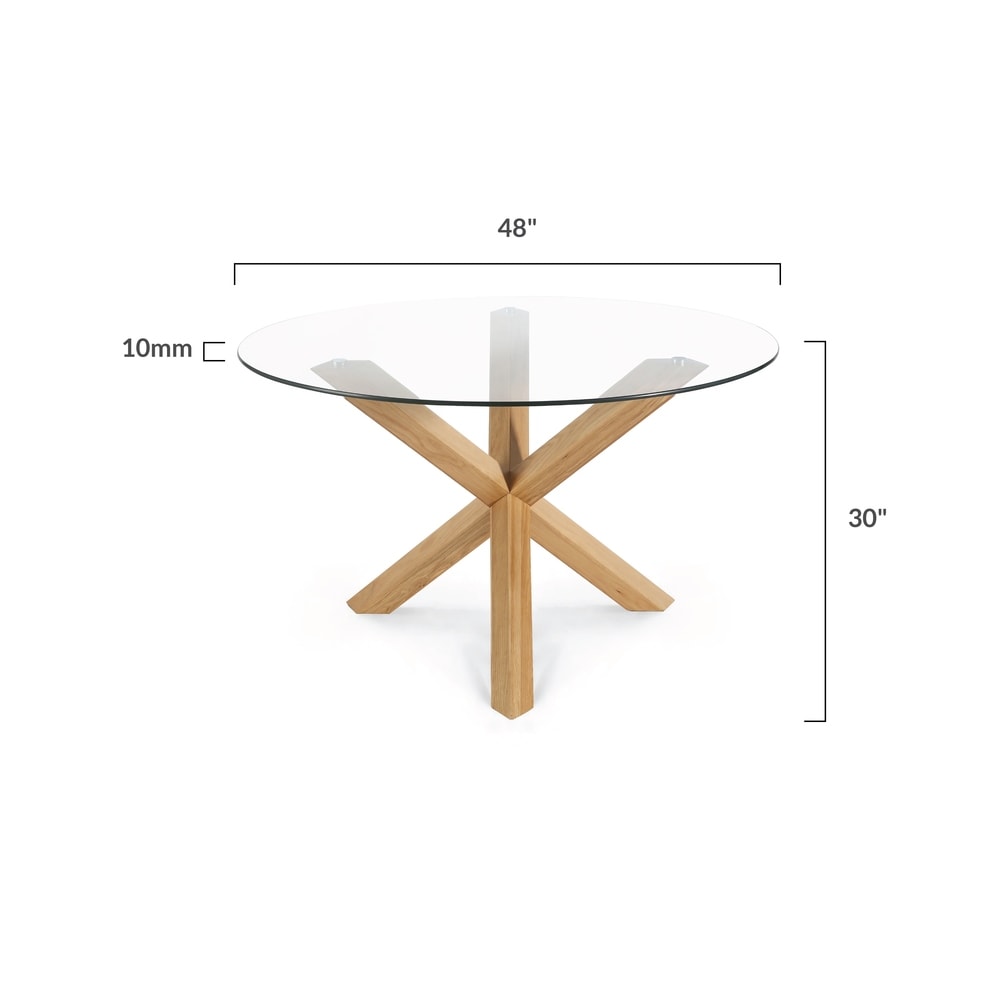 Poly and Bark Kennedy Round Glass and Wood Dining Table