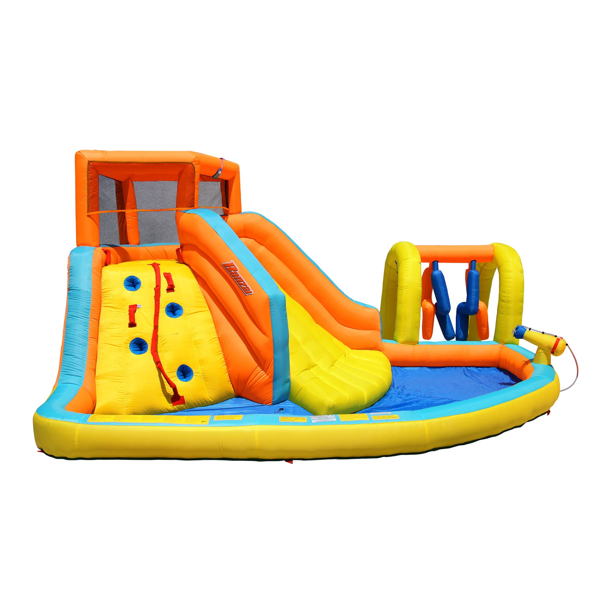 Banzai Inflatable Summit Splash Adventure Water Park W/ Climbing Wall & Rope, Water Cannon, Sprinkler