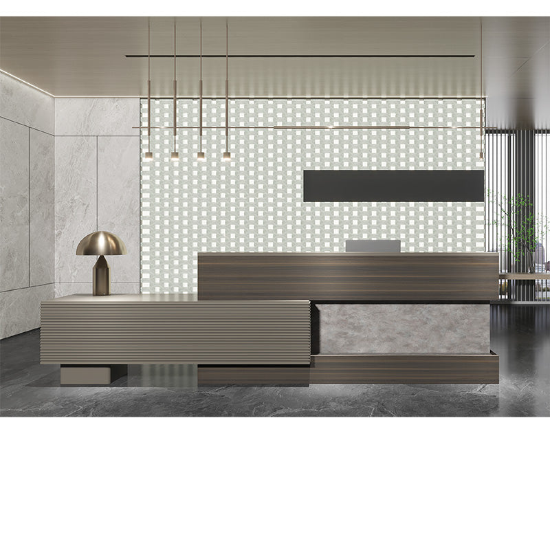 KASPER Reception Desk Left Panel 2.8M - Chocolate & Charcoal Grey