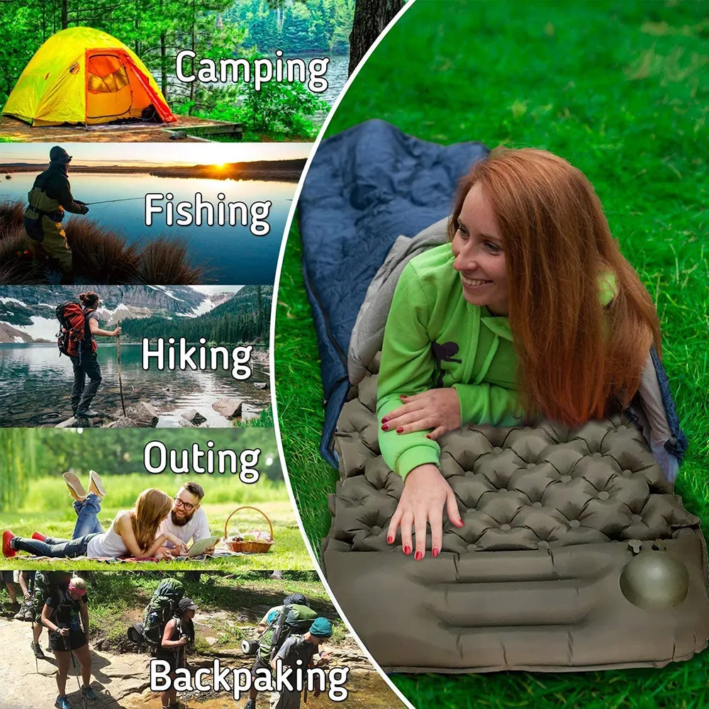 Diamond shape TPU Nylon self inflating Camping inflatable sleeping pad