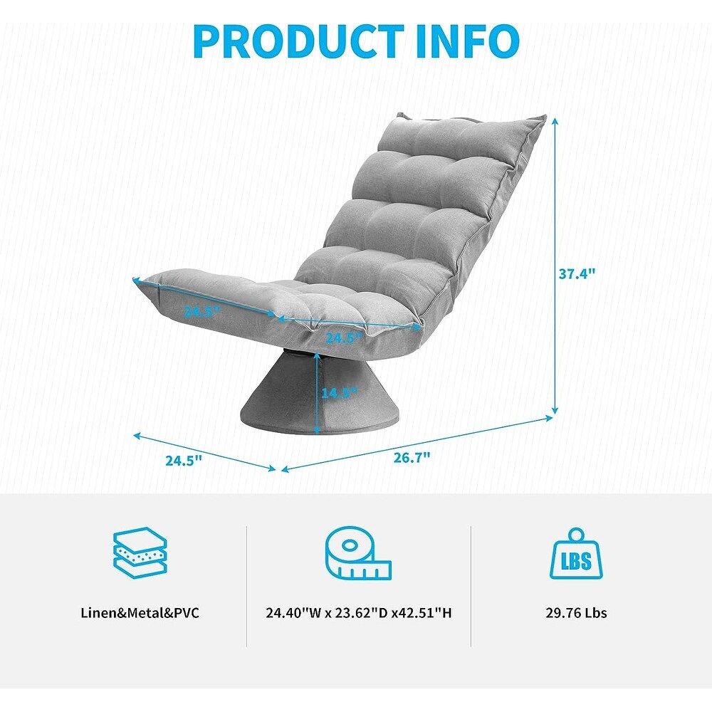 Mixoy 360 Degree Swivel Floor Chair  Recliner Chair with Adjustable Back Support Space Saving Foldable Chair for Living Room