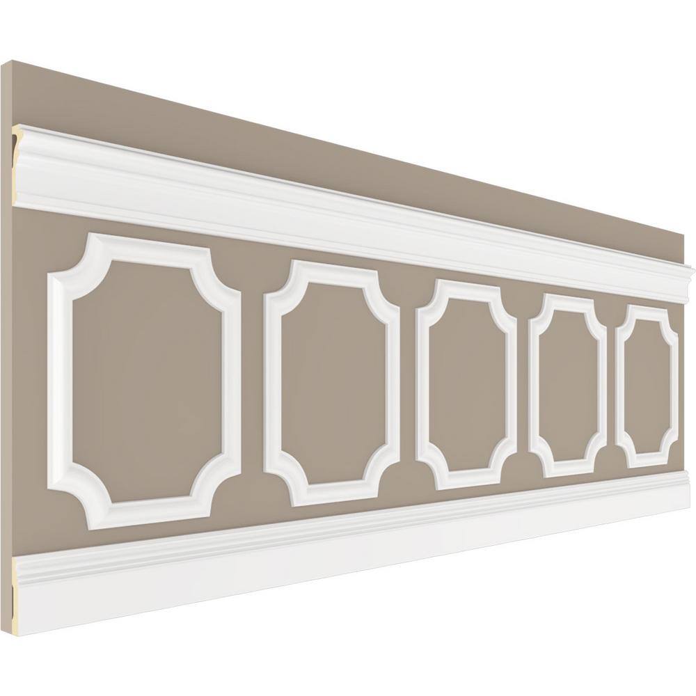 Ekena Millwork 94-12 in. Adjustable 32 in. to 36 in. Ashford Scalloped Panel Traditional Wainscot Paneling Kit WPKUSC011P032