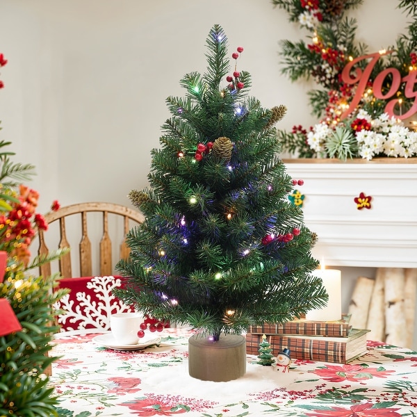 2Ft Artificial Pine Tree Potted with MultiColor Lights