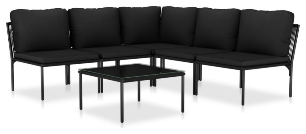 vidaXL Patio Lounge Set Patio Furniture Set Table and Chair 6 Piece Black PVC   Contemporary   Outdoor Sofas   by vidaXL LLC  Houzz