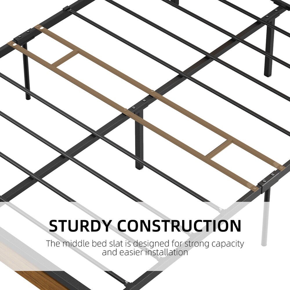 Sturdy Platform Bed Frame with Headboard and Footboard No Box Spring