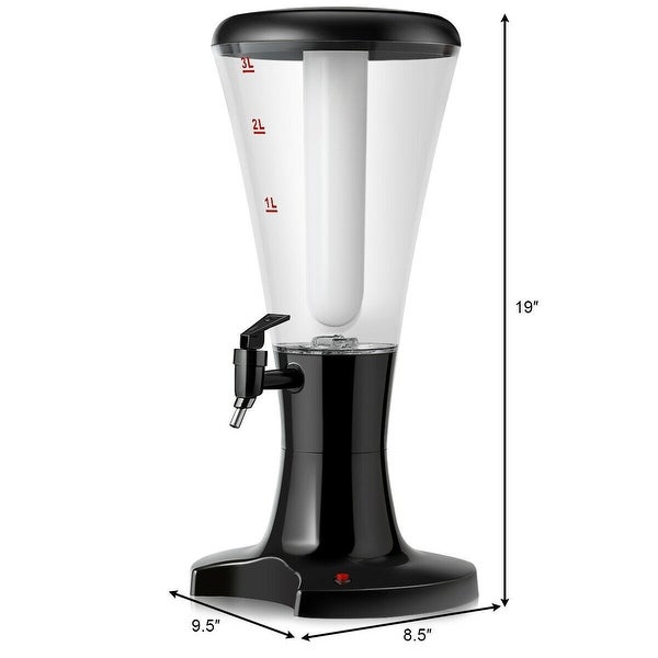 3L Draft Beer Tower Dispenser with LED Lights - 9.5