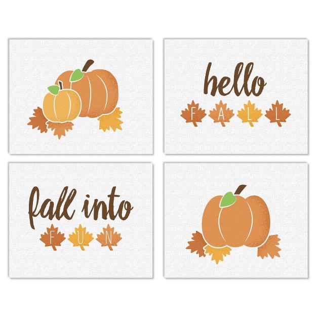 Big Dot Of Happiness Pumpkin Patch Unframed Fall Halloween Or Thanksgiving Linen Paper Wall Art Set Of 4 Artisms 8 X 10 Inches