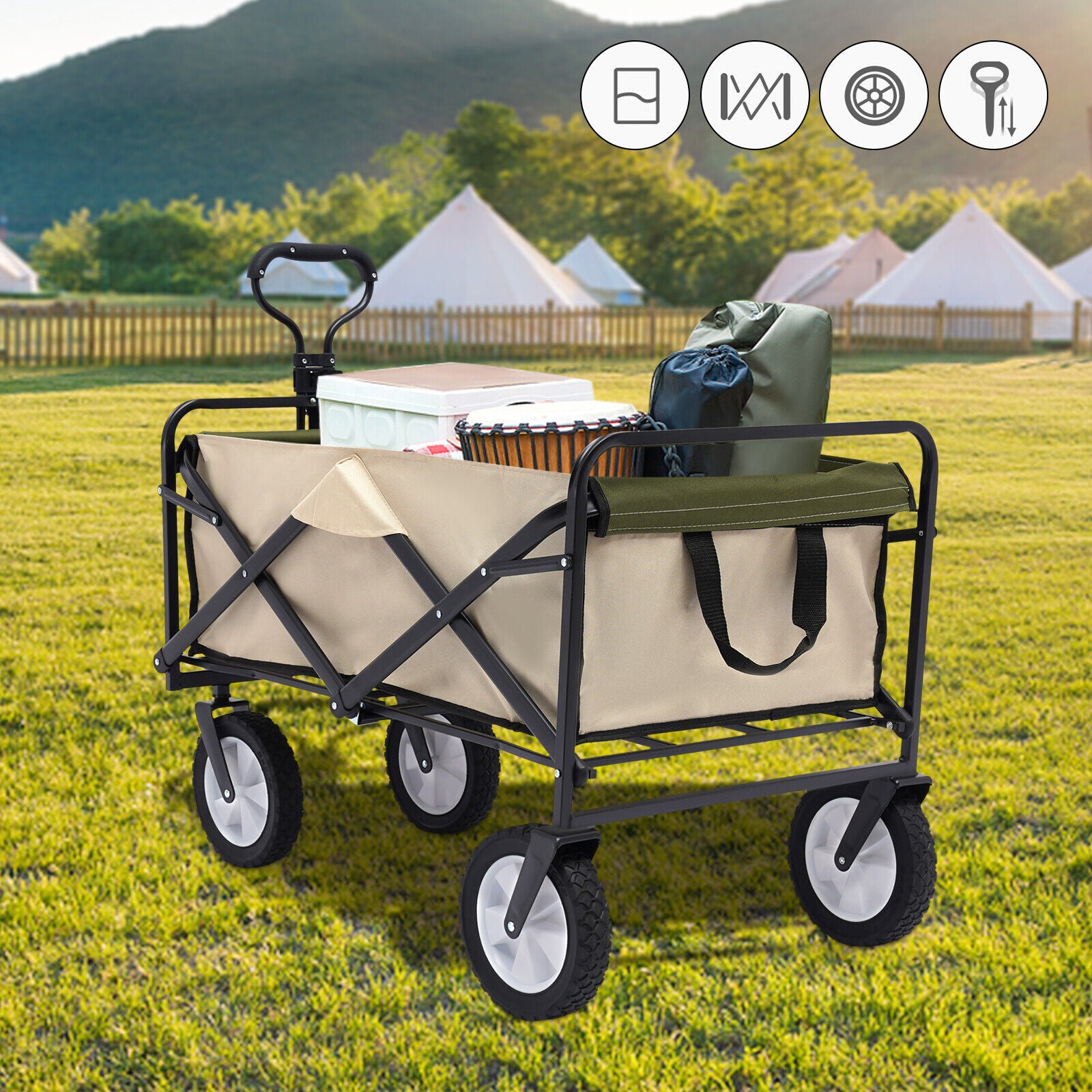 TOOL1SHOoo Folding Utility Wagon Cart 220 LBS