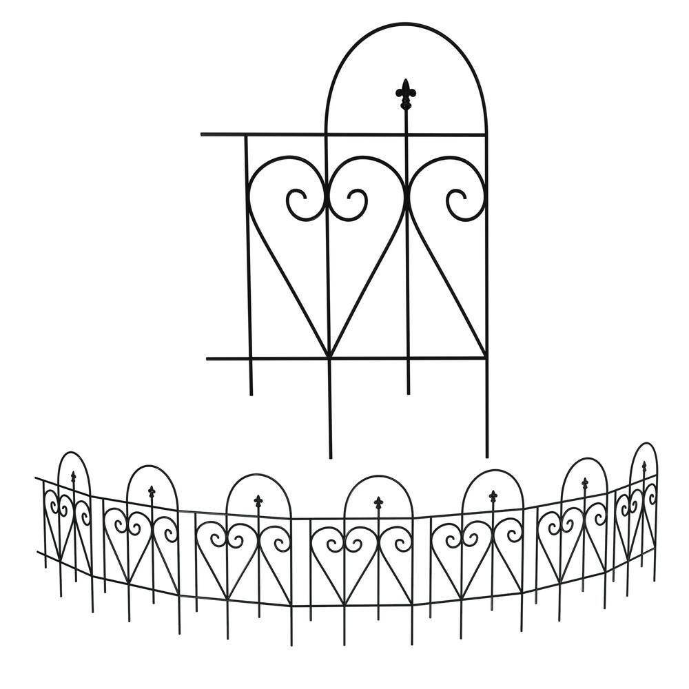 FENCY 32 in. Black Metal Decorative Outdoor Garden Border Fence HD-A-HW89011