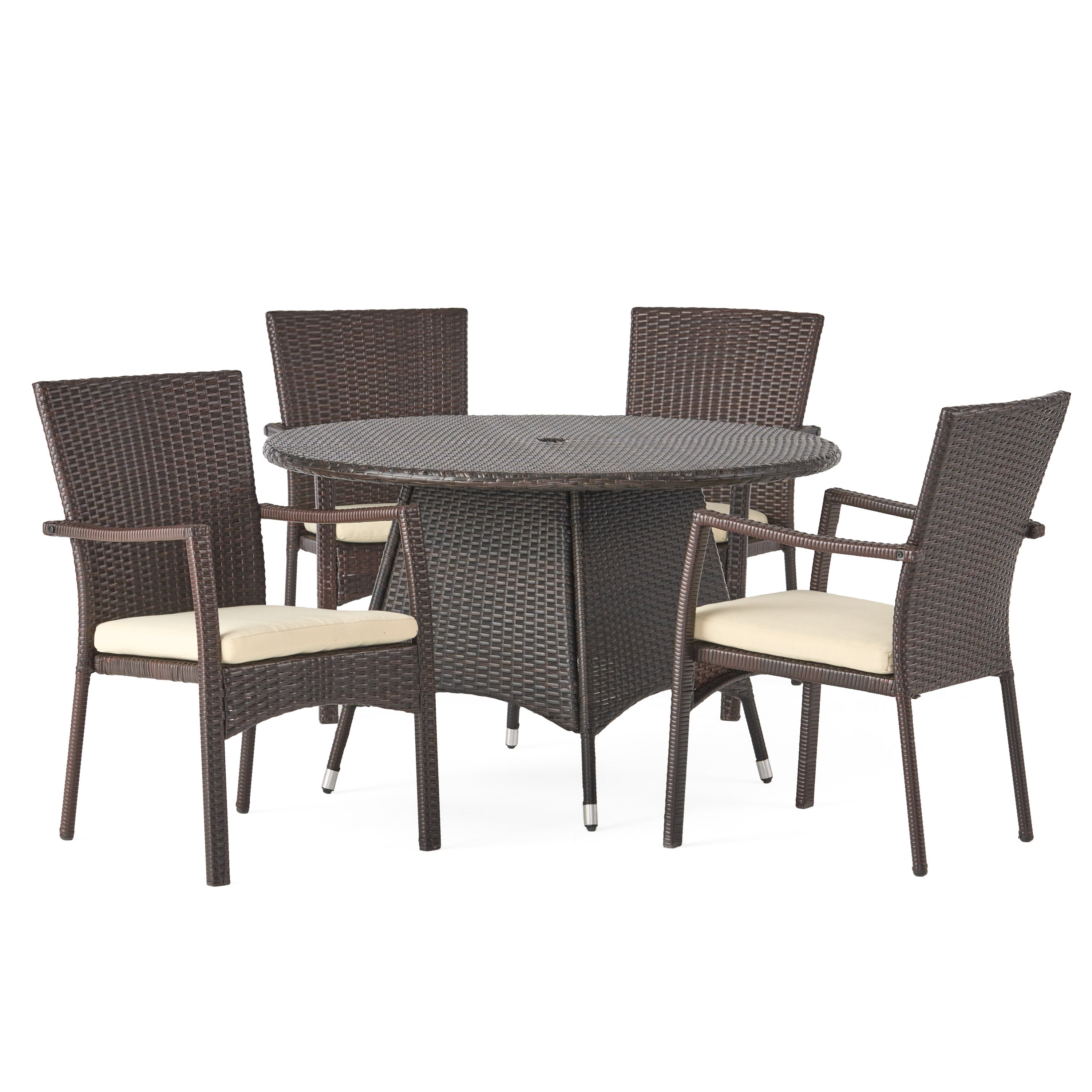 Cypress Outdoor 5-piece Wicker Dining Set with Cushions