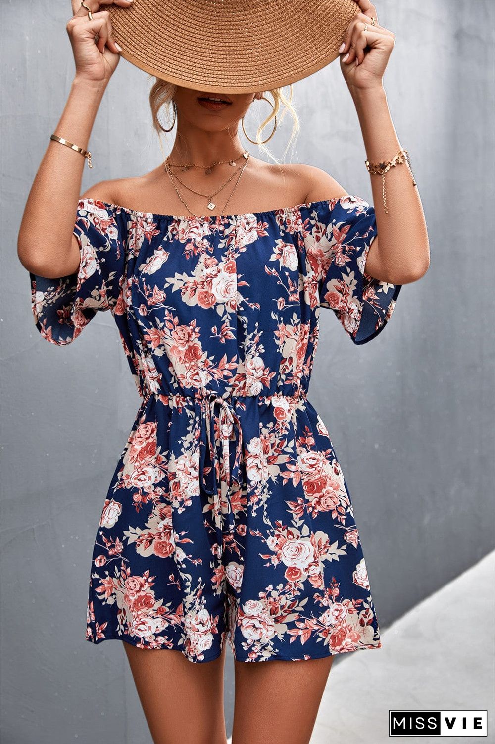 Off Shoulder Floral Summer Romper