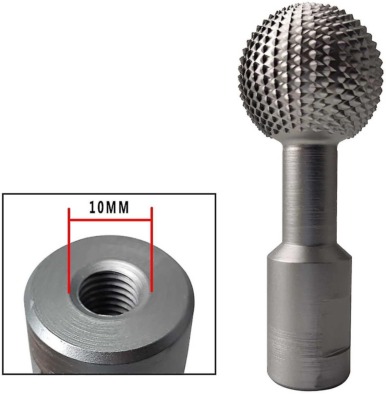 10mm Spherical Wood Groove Engraving Tool， Spherical Rotary Burr， Spherical Steel Rotary File For Drill Grinder， Polishing And Engraving，silver