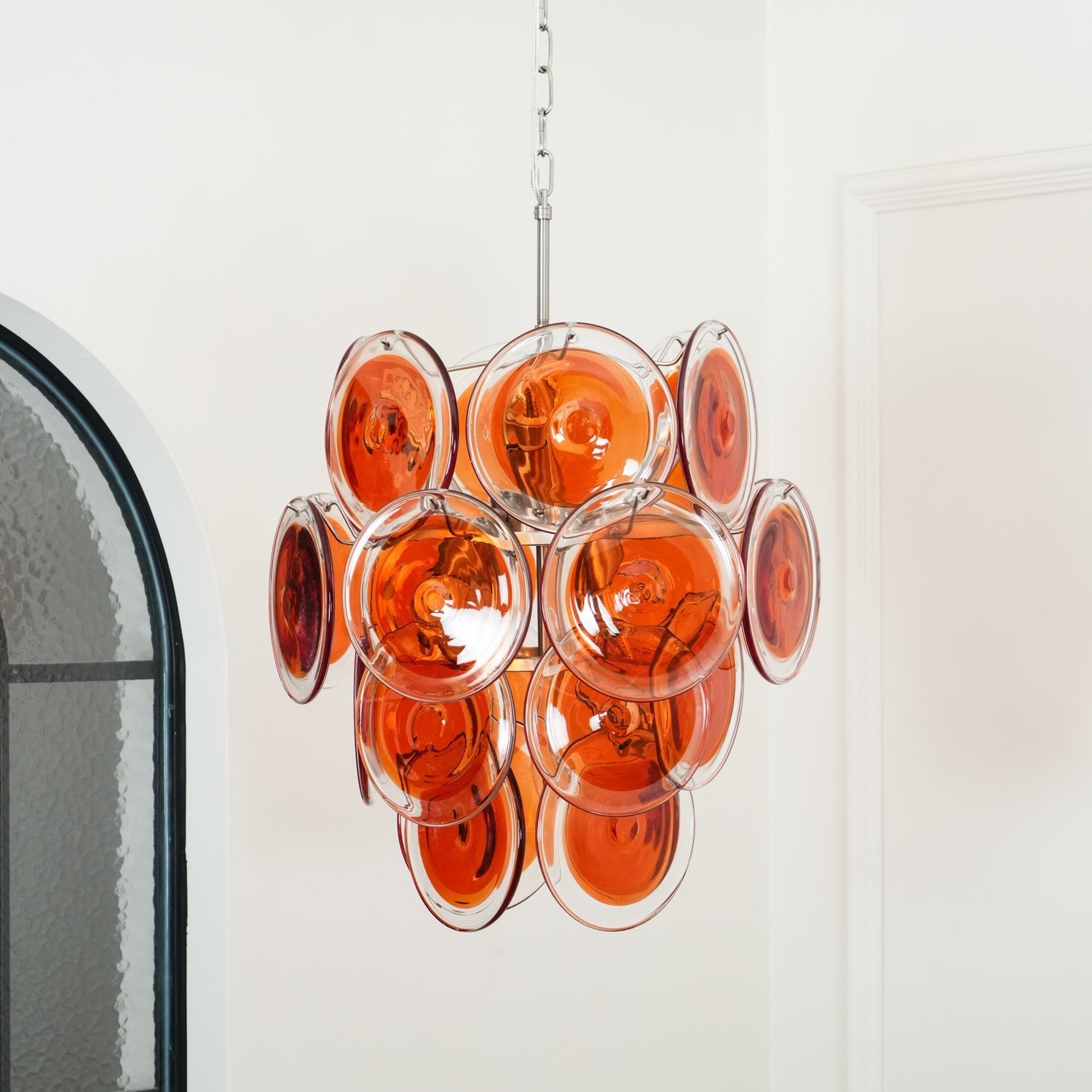 Murano Orange Disk Glass Chandelier