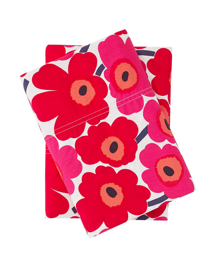 Marimekko Mini Unikko Dark Red Standard Pillowcase Pair