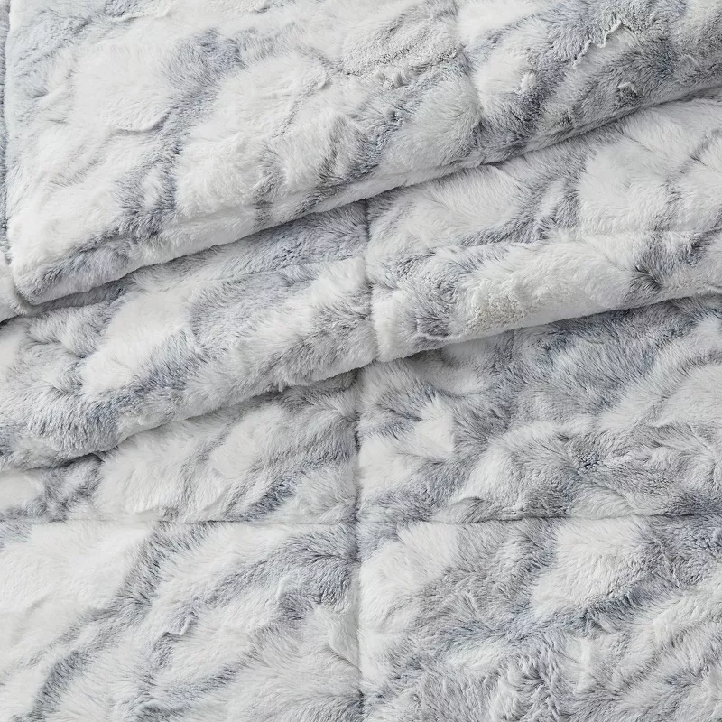 Madison Park Lana Marble Faux Fur Comforter Set