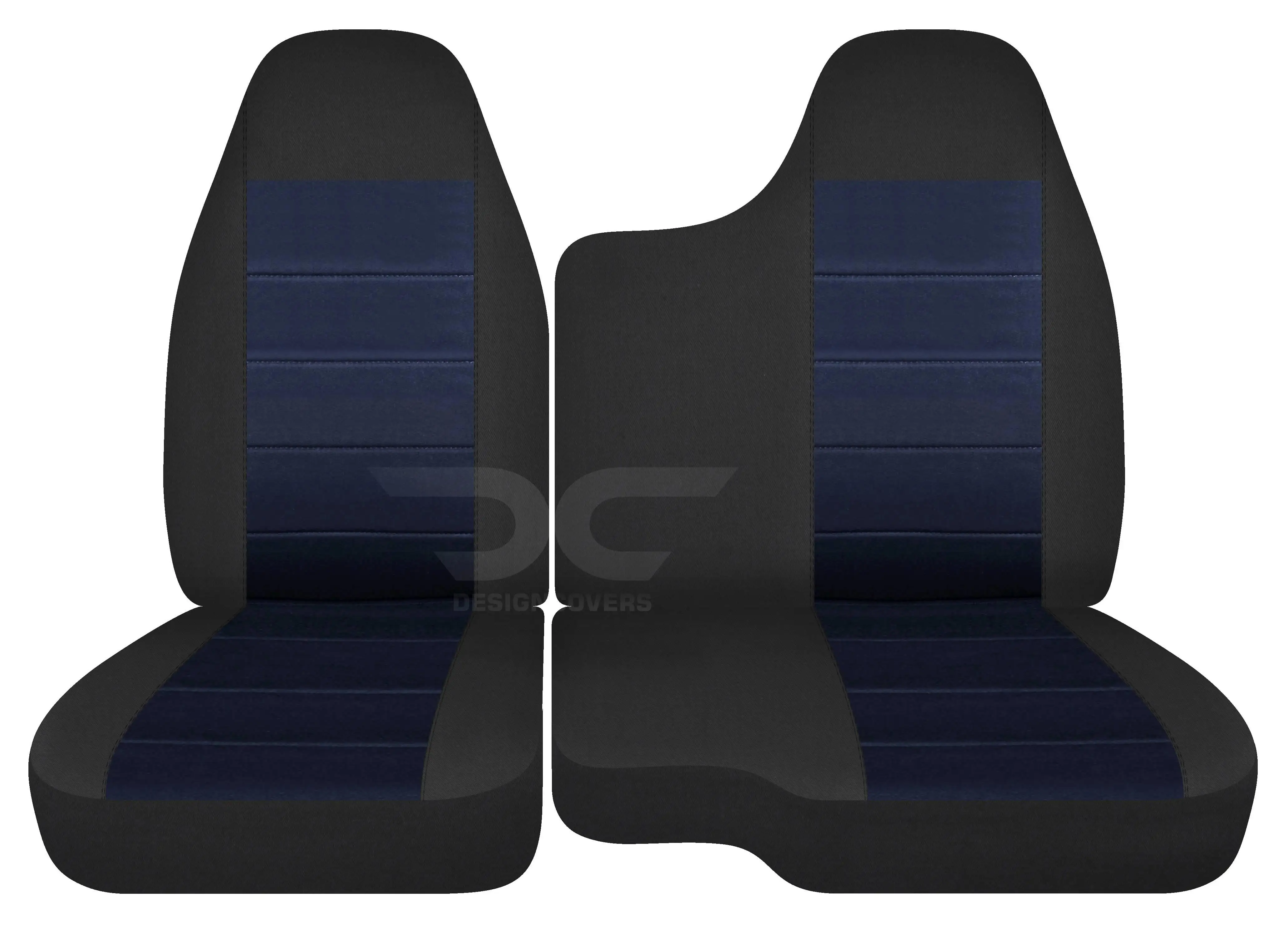 T389-Designcovers Compatible with 2004-2012 Chevy Colorado/GMC Canyon Two-Tone Truck Seat Covers (Front 60/40 Split Bench) No Armrest: Black and Navy Blue Velour