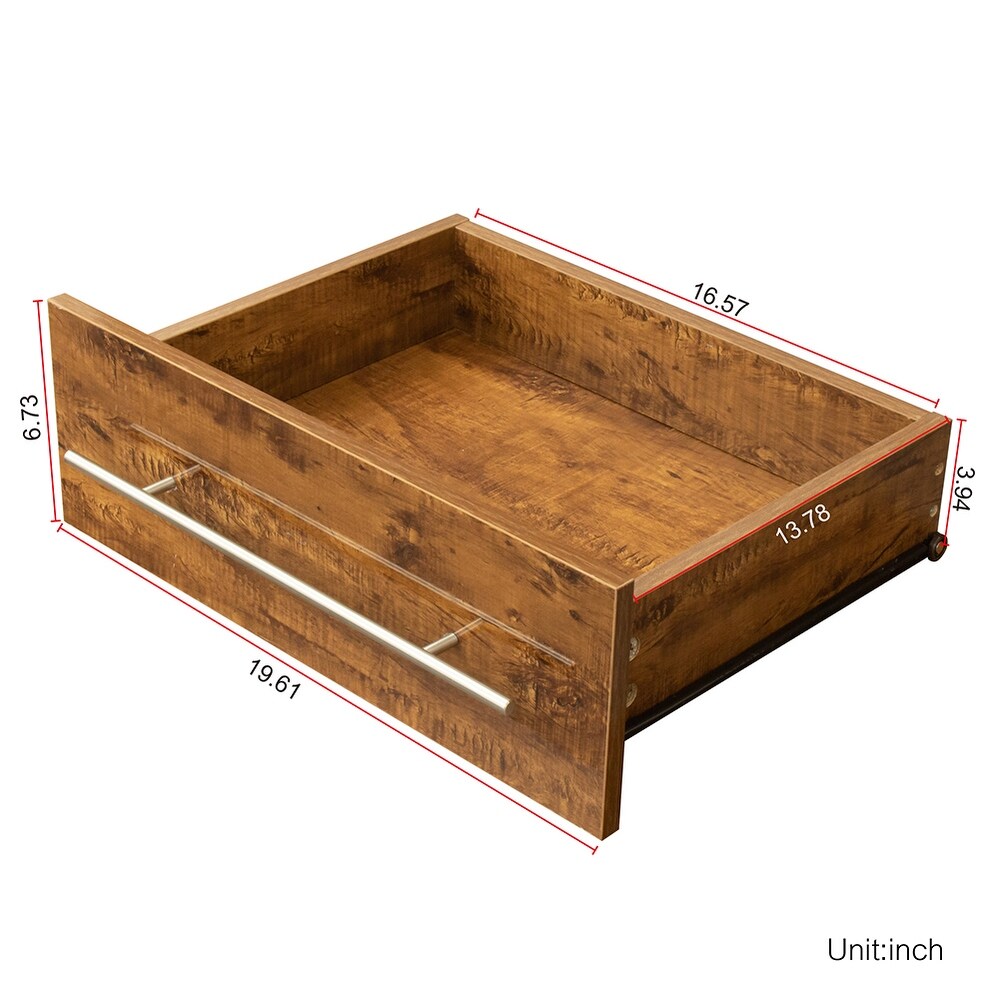 Mid century Modern Style TV Stand with 2 Drawers and LED Light
