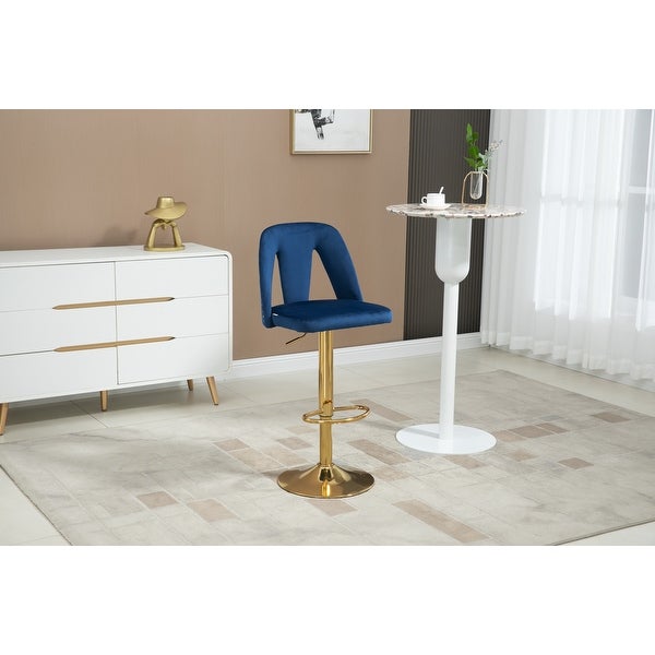 Bar Stools with Footrest and Base Swivel Height Adjustable Mechanical Lifting Velvet， Golden Leg，Easy Assemble