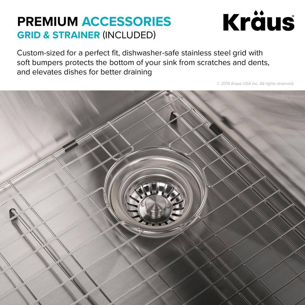 KRAUS Loften Stainless Steel 33in. Single Bowl Drop-in  Undermount Kitchen Sink with Stainless Steel Pull Down Faucet KCA-1102