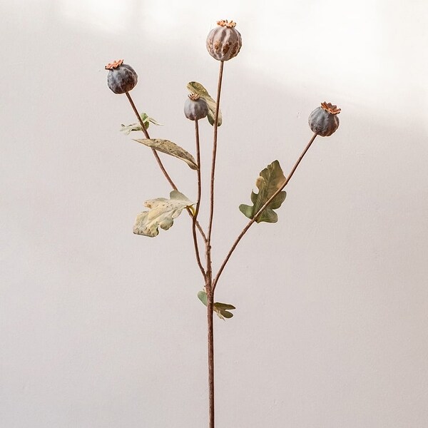 RusticReach Artificial Poppy Fruit Stem 23.6 Tall