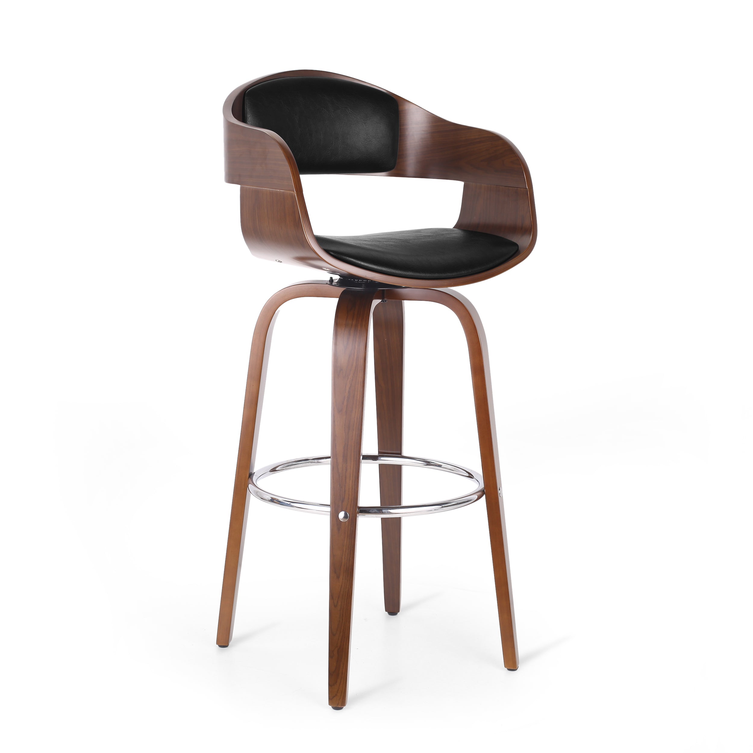 Soledad Mid-Century Modern Upholstered Swivel Barstool