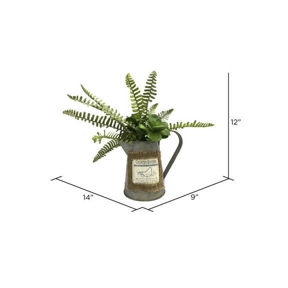 Vickerman FM181401 12 Green Fern in Rustic Wateri...