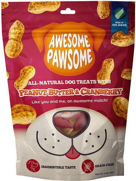 Awesome Pawsome Peanut Butter and Cranberry Dog Treats， 3-oz bag