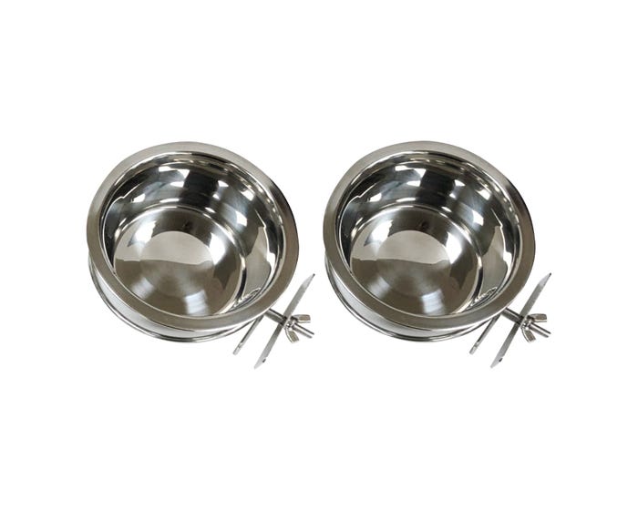 Pet Expressions Hanging Dog Bowl (2-PK)， Stainless Steel Food and Water Dish， Spill Resistant | - 914994 (Small (2 cup/16 oz)