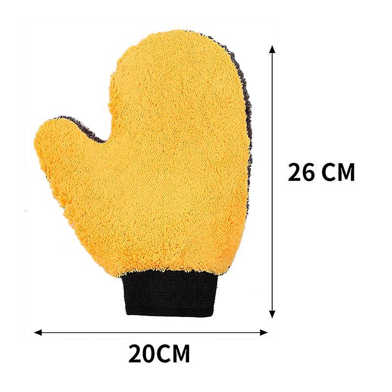 1pc Soft Car Washing Gloves Double-sided Fleece Microfiber Chenille Drying Cloth Car Body Window Tire Cleaning Glove Thicken