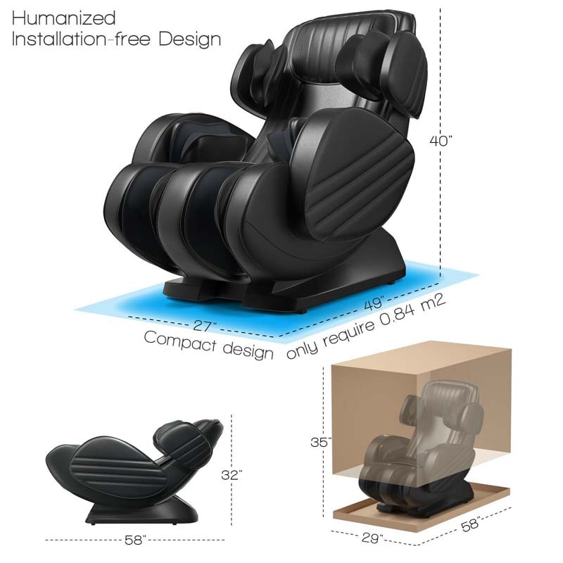 3D SL Track Zero Gravity Massage Chair with Heat, Assembly-Free Full Body Massage Recliner