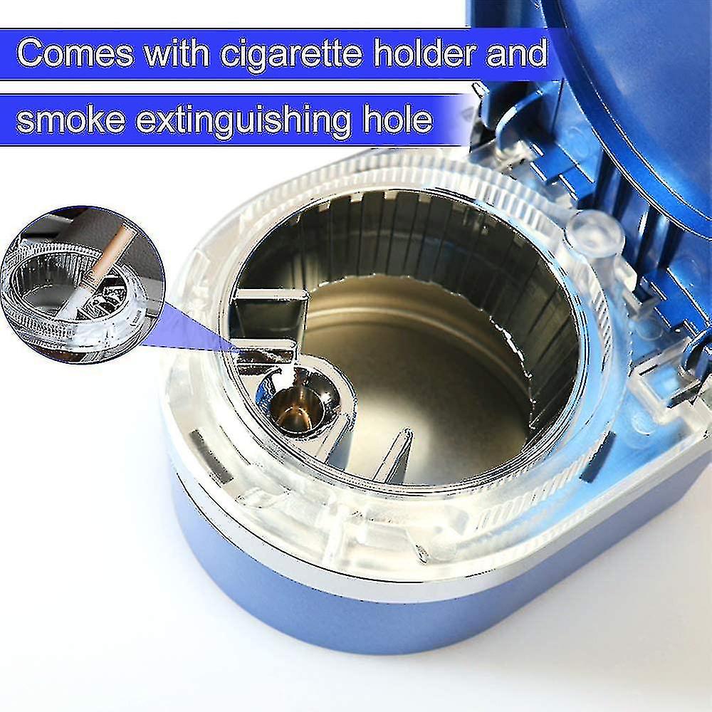 Portable Car Ashtray Car Cigarette Ashtray With Lid And Led Light Indicator Detachable Mini Ashtrays For Most Car Cup Holder Self-adhesive Ash Tray Fo