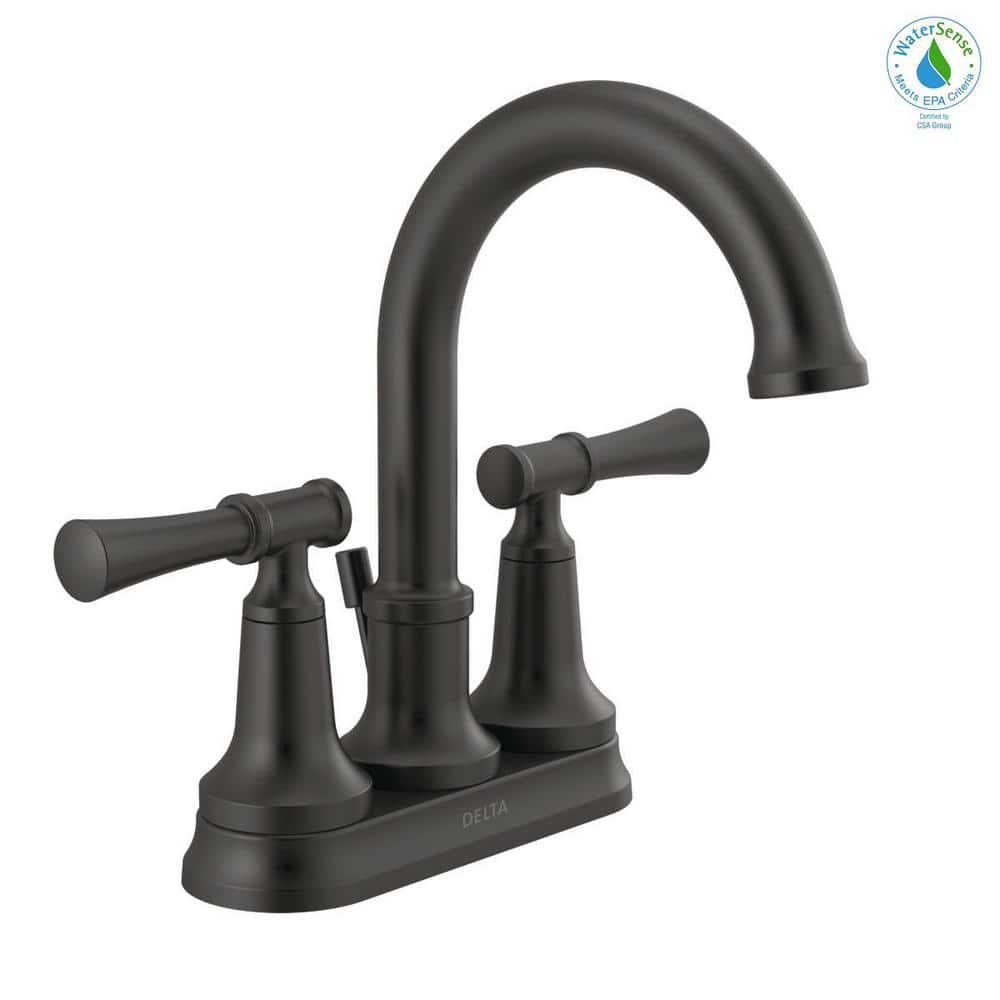 Delta Chamberlain 4 in Centerset 2Handle Bathroom Faucet in Matte Black