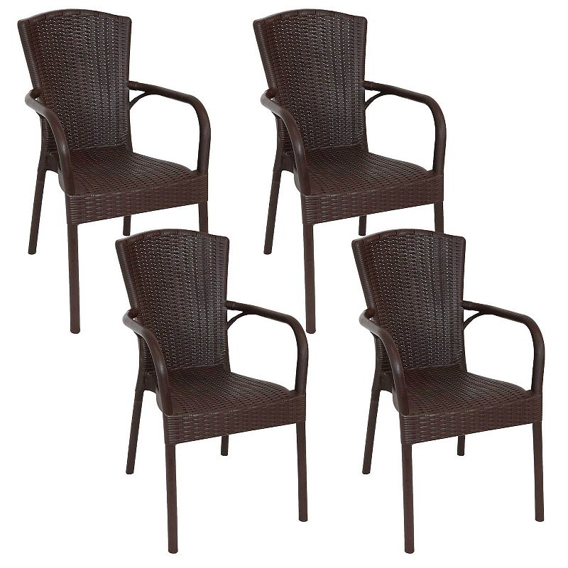 Sunnydaze Set Of 4 Segesta Plastic Stackable Patio Armchairs