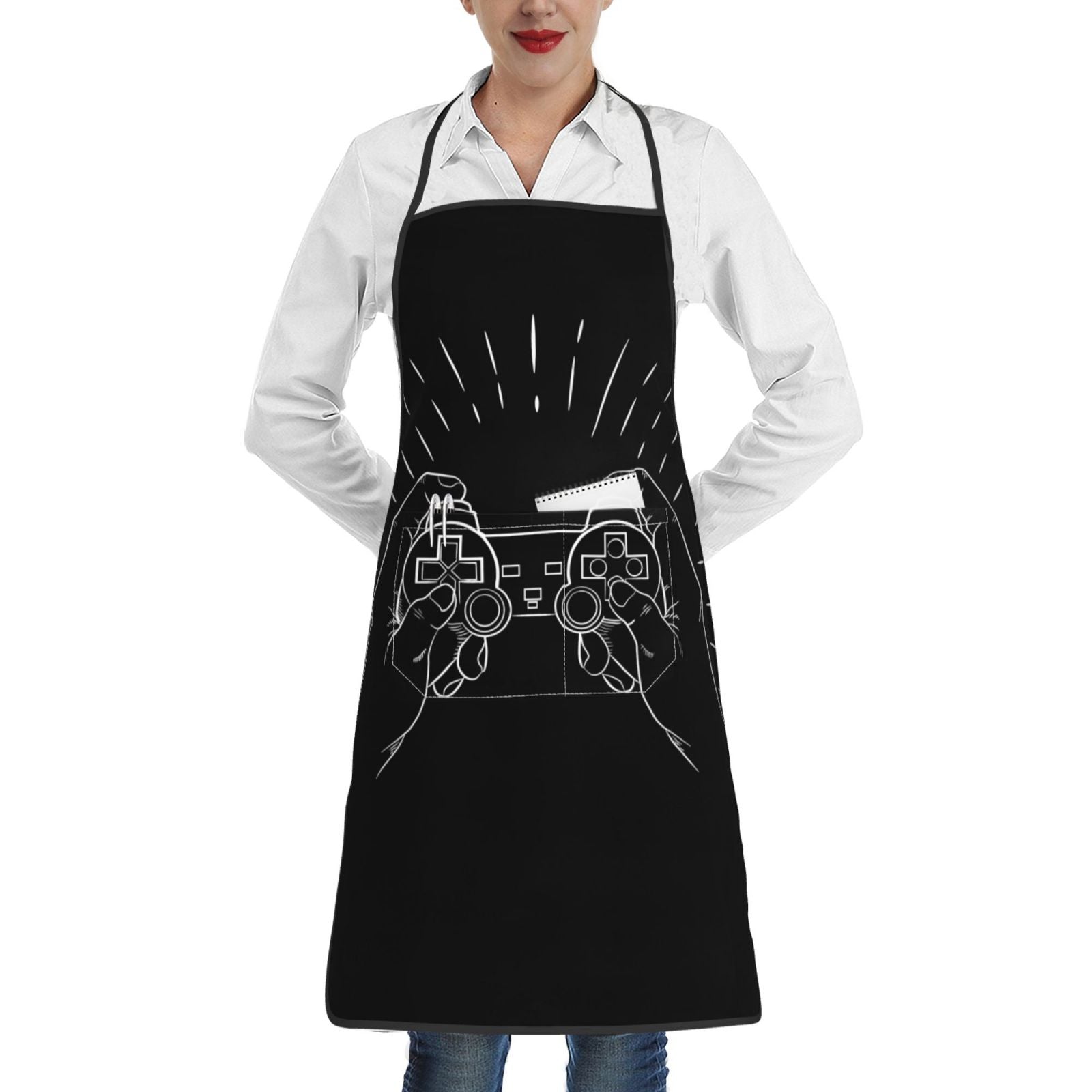 XMXY Chef Aprons with Pockets for Women Men， Person Playing Videogames Waterproof Cooking Kitchen Aprons， 28.3 x 20.4 inches