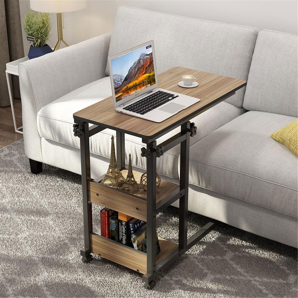 Mobile Snack Side Table  Height Adjustable C Shaped Bedside Table